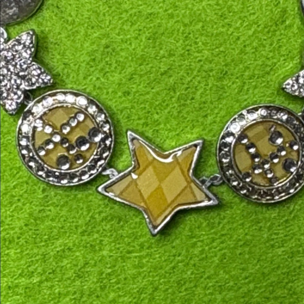 Pilgrim Silver Tone and Yellow Argyle Star and Crystal Accents Bracelet